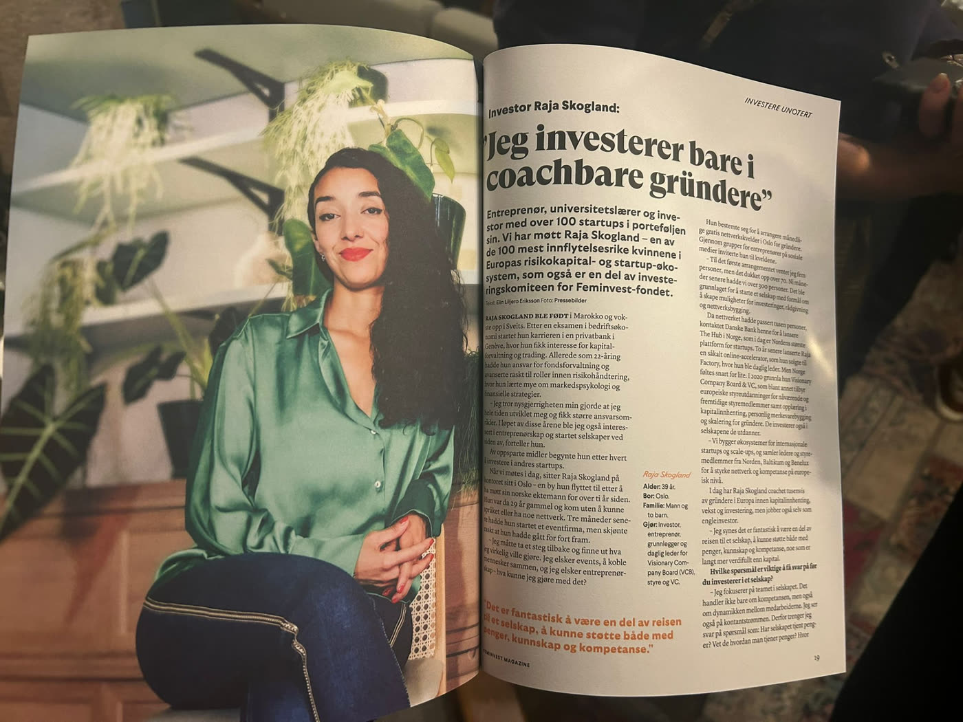 Feminvest Magazine feature on Raja Skogland