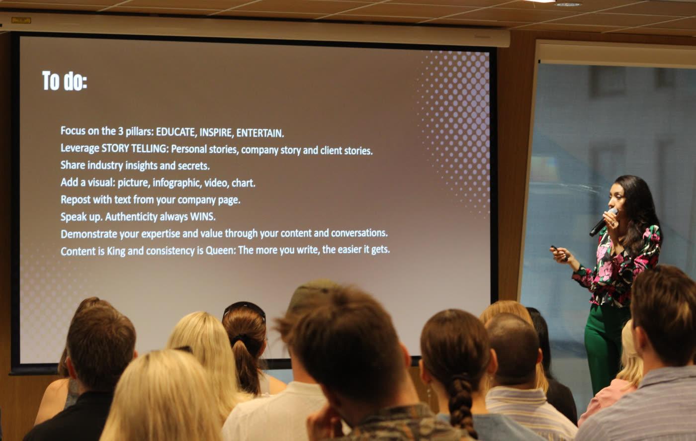 Raja Skogland speaking at the Nordic Buy Out Forum, the largest Nordic forum for M&A, private equity and investors